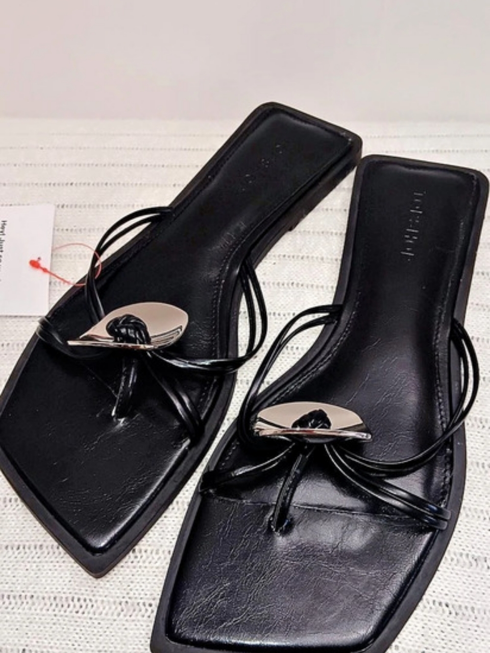 Topshop Black Square Toe Lace-Up Sandals NWT